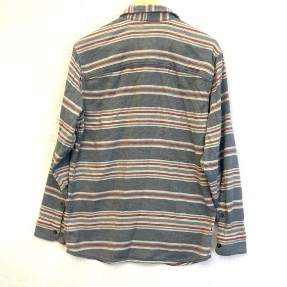 Ascend Mens Flannel Long Sleeve Button Up Shirt Medium M Pocket Textured Stripes - Picture 2 of 11